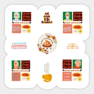 Collection of Couples Grandma Pumpkin Spice Pie Now Serving Thanksgiving Day Sticker